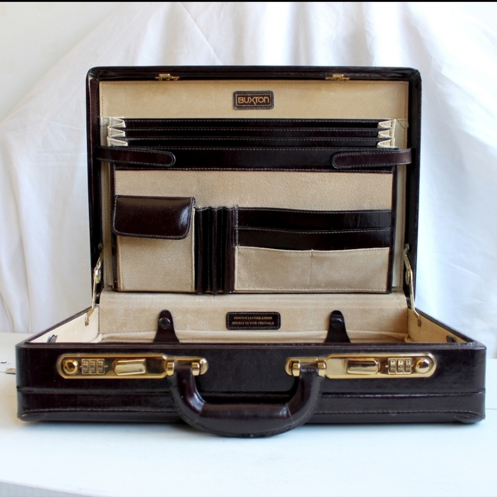 VINTAGE Genuine Leather Suitcase Buxton Brown | Excellent Condition Retro Unisex